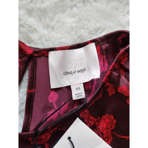 NWT Cinq a Sept Cypress Vine Print Avalon Top Size XS Rhubarb Camilla Red - Picture 10 of 12